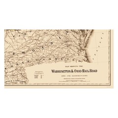 Railroad Map – Washington and Ohio Railroad – Colton 1870 – Vintage Wall Art