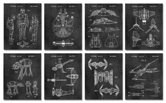Set of 8 Star Wars 8×10 Patent Prints Starwars Wall Art Decor Posters Gifts Men
