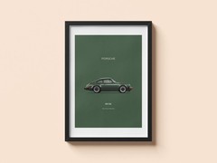 Porsche 911 SC Poster, Classic Sports Car Wall Art, Minimal Auto Decor