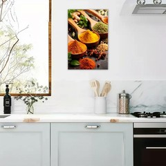 Spices Kitchen Wall Art Culinary Herbs Canvas Print Colorful Food Art Paintin…