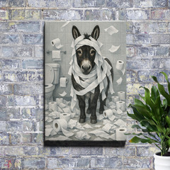 Funny Donkey Contemporary Farmhouse Humorous Wood Framed Canvas Wall Art