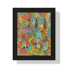 Colorful Abstract Floral Painting Framed Vertical Poster