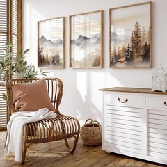 Elegant 12×16 Unframed Watercolor Mountain Canvas Art Set of 3 for Modern Homes
