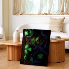 Wall Art Green Macarons Mint Leaves Chocolate Rustic Kitchen Food Poster Decor