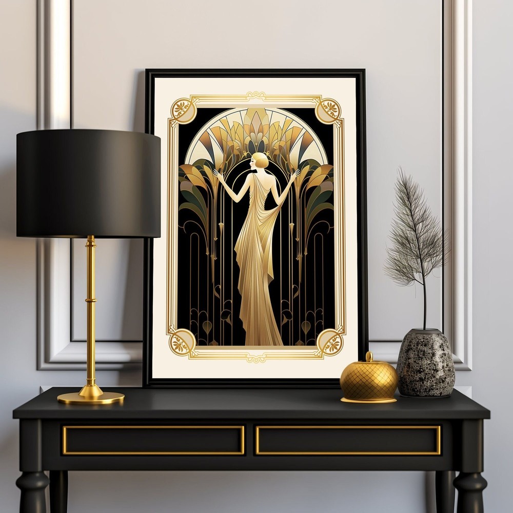 Art Deco Woman Poster – Vintage Floral Art Nouveau Wall Print