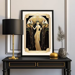 Art Deco Woman Poster – Vintage Floral Art Nouveau Wall Print