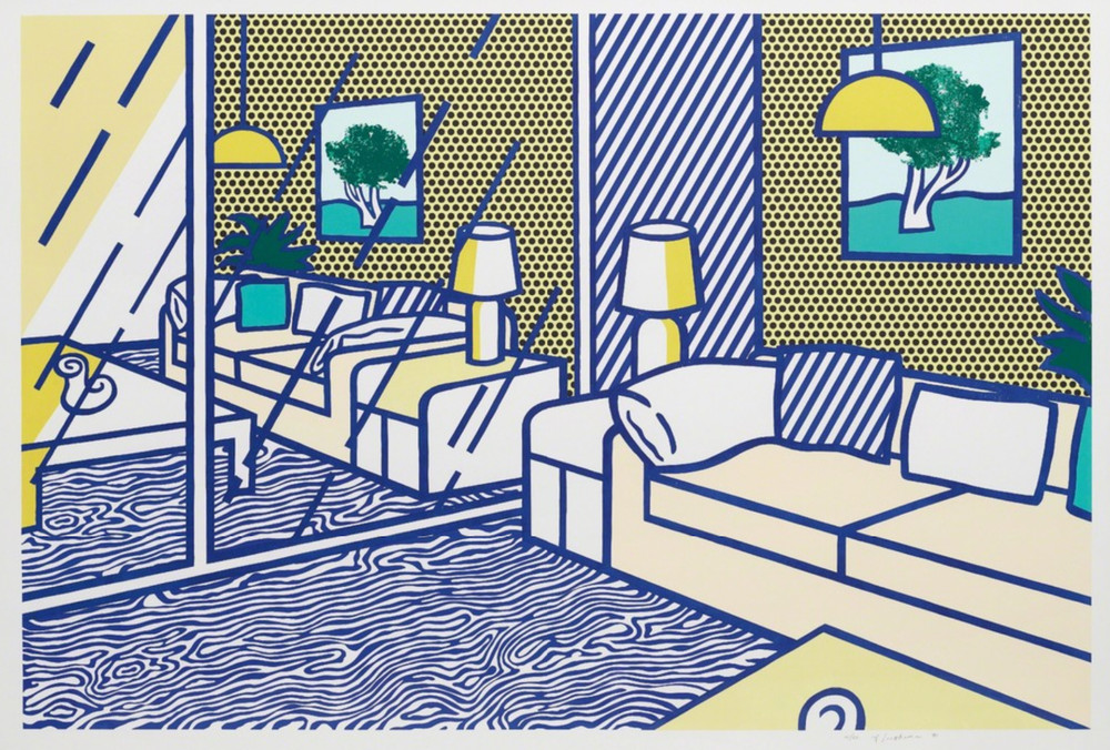 ROY LICHTENSTEIN Interior with Blue Floor, PRINT 32″ x 48″