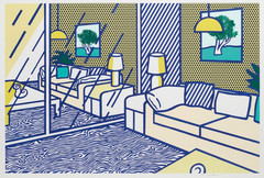 ROY LICHTENSTEIN Interior with Blue Floor, PRINT 32″ x 48″