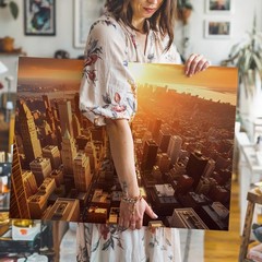 Golden Hour Cityscape Canvas Aerial Modern & Gothic Architecture Art Wall Art