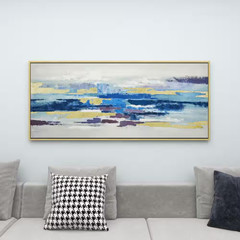1- Panel Abstract Framed Wall Art with Gold Frame 32 In. X 71 In.