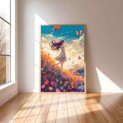 Purple Teen Girl Painting Wall Art Poster Premium Quality Choose your Size