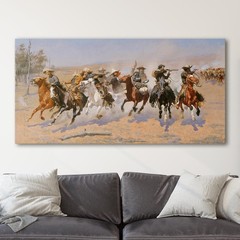 A Dash for the Timber by Frederic Remington Western Horse Canvas Wall Art Print