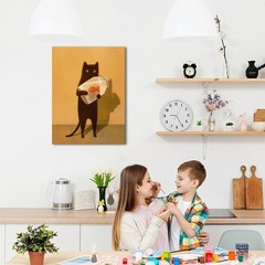 Funny Black Cat Wall Art Canvas Print Cute Cat Poster for Bedroom Decor