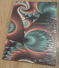 Modern Abstract Fractal Wall Art 3 Panel Triptych Teal Copper Psychedelic Decor