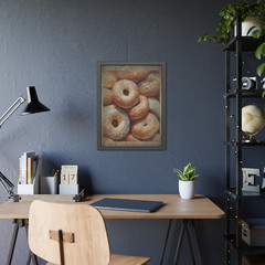 Vintage BAGEL Wall Art, Retro Baking Bread Poster, Jewish Bakery Kitchen Decor