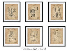 Prohibition Decor Garage Basement Bar Set of 6 Whiskey Bourbon Wall Art Prints