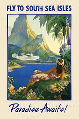 Paradise Awaits! 1943 Vintage Style South Pacific Travel Poster – 16×24
