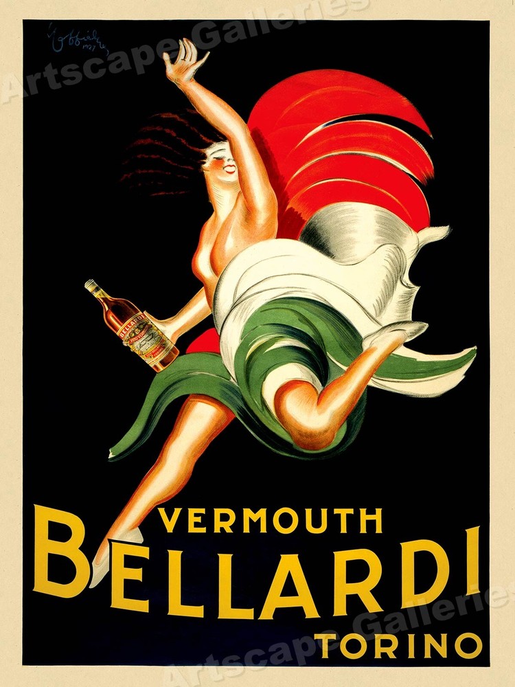 «Bellardi Vermouth Torino» 1920s Classic Italian Liquor Poster – 24×32