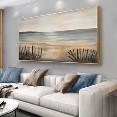 Large Ocean Wall Art Grey and Gold Wall Decor Framed Wall Hanging Wave Aesthe…