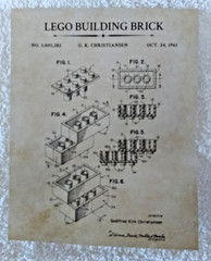 Lego Patent Set of Four Lego Patents Wall Art Decor Prints Distressed 1979-1962