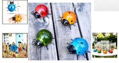 Multicolor Ladybug Outdoor Wall Art Set of 4 – Perfect Gift for Garden Lovers