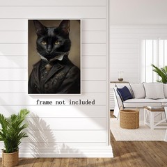 Ljubovnik Gentleman Black Cat Canvas Frame Wall 12″L x 18″W, style-1 Unframed