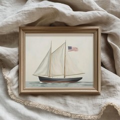 Vintage Sailboat Americana Wall Art | Patriotic Coastal Decor