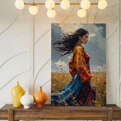 Canvas Wall Art a Vivid and Emotional Digital Painting of a Woman Standing in
