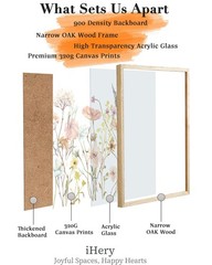 Natural OAK Wood Framed Combined Floral Wall Art, 12×16 in Set of 3 Color Wil…