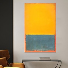 Modern Abstract Canvas Wall Art Orange Blue Minimalist Framed Canvas Painting