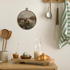 XNXLDYLH Vintage Hunting Dog Round Framed Wall Art 10″L x 10″W, black, brown