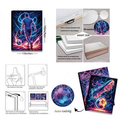 3Pcs Cool Soccer Canvas Wall Art Abstract Soccer Sneakers Posters Prints Pain…