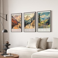 Vintage Cycling Poster Set, Retro Bicycle Race Wall Art