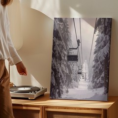 Ski Lift In Winter Forest Journey Through Snow-Covered Pines Embark On