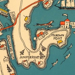 Color Pictorial Map of Maine Boothbay Harbor and vicinity Old Dirigo circa 1931