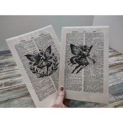 Fairy Dictionary Art Prints Vintage Upcycled Book Page Decor Whimsical Set of 2