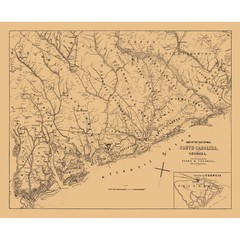 Historic State Map – South Carolina – Cogswell 1861 – Vintage Wall Art