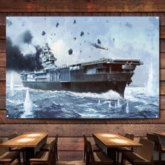 USS Yorktown CV-5 The Battle of Midway Posters and Prints Wall Art Hanging Flag