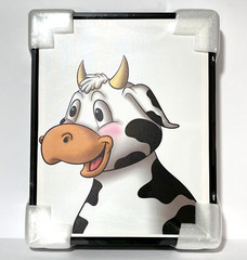 Two Framed Canvas Cows Artwork 20×16″ Black Frames For Kids, Baby, Toddler Décor