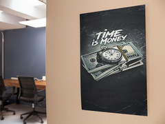 TIME IS MONEY Motivational Wall Vinyl Decal Poster Print (Removable Adhesive)