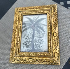 Tropical Palm Tree Framed Wall Art Goldtone Tabletop Wall Hanging Picture Frame