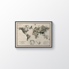 World Map, World 2D Relief Map, World Vintage Map – 2D Flat