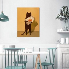 Funny Black Cat Wall Art Canvas Print Cute Cat Poster for Bedroom Decor