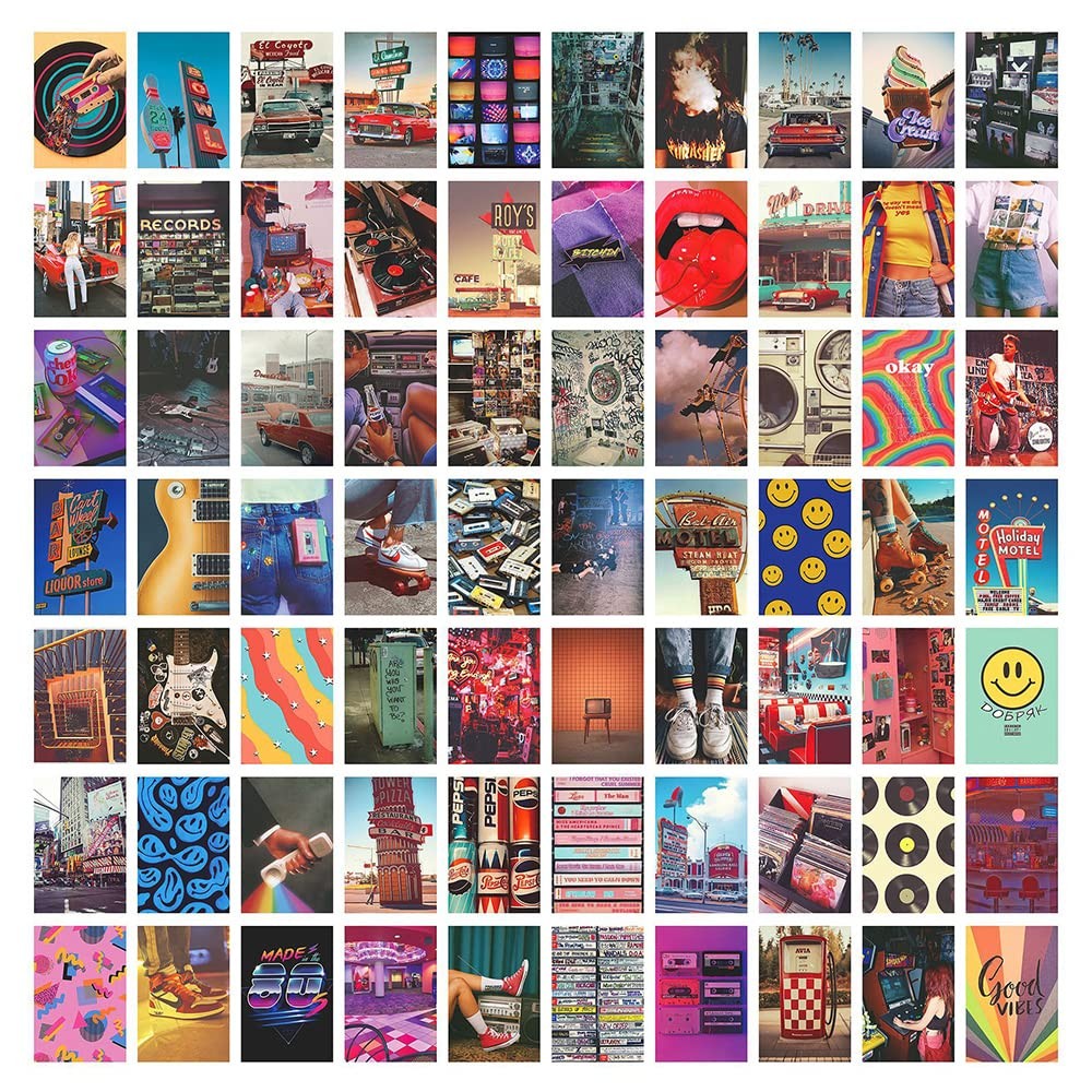 70pcs Wall Collage Kit Aesthetic Picures, 80s Room Decor Aesthetic Collage Pi…