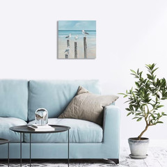 Coastal Seagull Poster Decor- Seabird Canvas Beach Wall Art, Lake and Sea Ocean