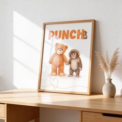 Cute Punch Baby Monkey Watercolor Poster, Nursery Wall Art