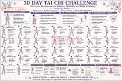 30 Day Tai Chi Challenge Balance Flexibility Wellness Poster Wall Art Print