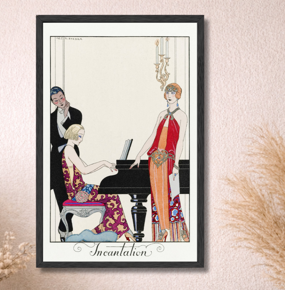 Georges Barbier Retro Poster Framed 11×17 Art Deco 1920s Vintage Fashion Style