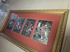 vintage Victorian-style cherub foil art framed wall decor angel figures BATH