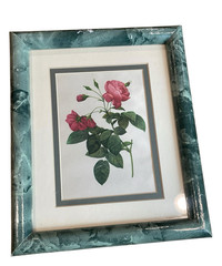 Vintage Botanical Rose Print Forest Green Marble Print Frame, Set of 2 90s Decor